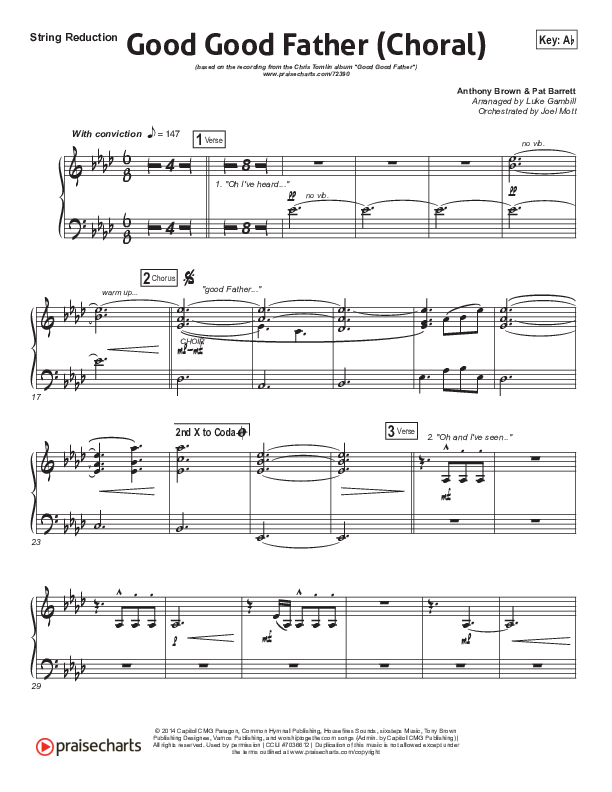 Good Good Father (Choral Anthem SATB) String Pack (Chris Tomlin / Arr. Luke Gambill)