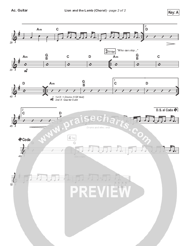 The Lion And The Lamb (Choral Anthem SATB) Acoustic Guitar (Bethel Music / Arr. Luke Gambill)