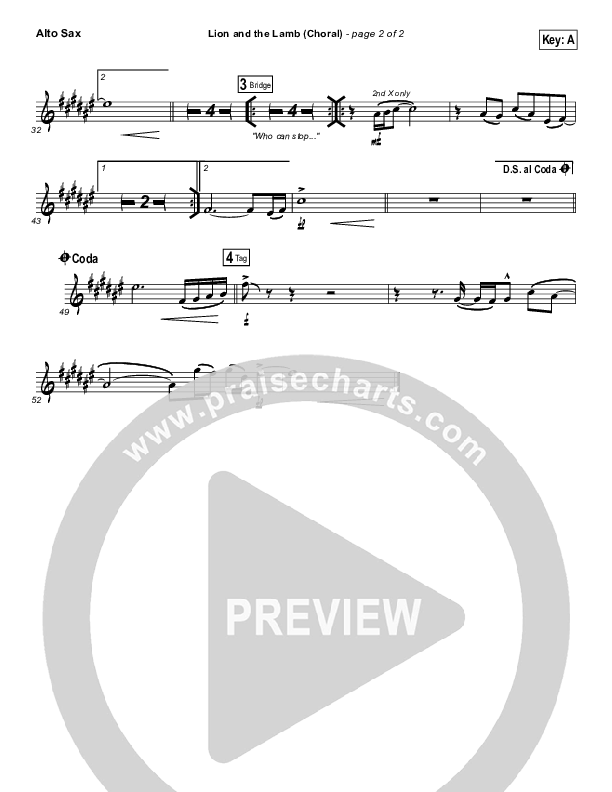 The Lion And The Lamb (Choral Anthem SATB) Alto Sax (Bethel Music / Arr. Luke Gambill)