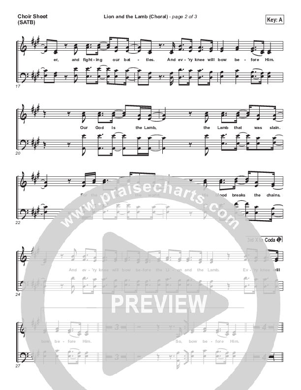 Lion And The Lamb (Choral Anthem SATB) Choir Sheet (SATB) (Bethel Music / Arr. Luke Gambill)