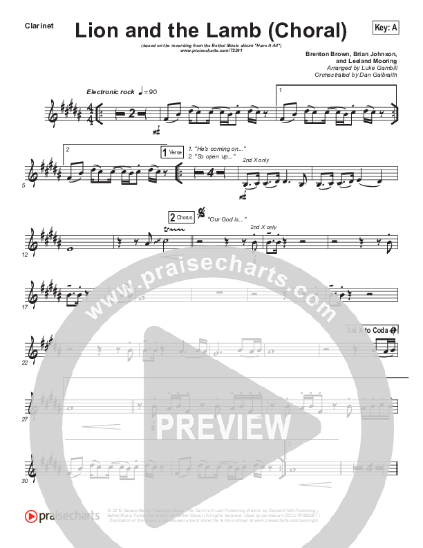 The Lion And The Lamb (Choral Anthem SATB) Wind Pack (Bethel Music / Arr. Luke Gambill)