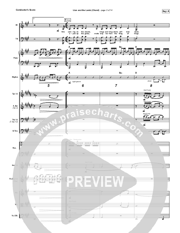 Lion And The Lamb (Choral Anthem SATB) Conductor's Score (Bethel Music / Arr. Luke Gambill)