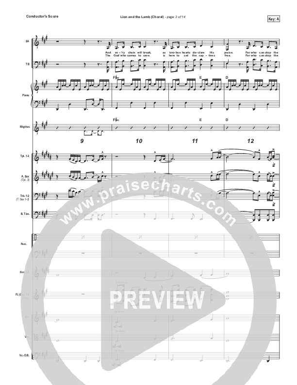 Lion And The Lamb (Choral Anthem SATB) Conductor's Score (Bethel Music / Arr. Luke Gambill)
