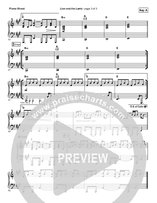 Lion And The Lamb (Choral Anthem SATB) Piano Sheet (Bethel Music / Arr. Luke Gambill)