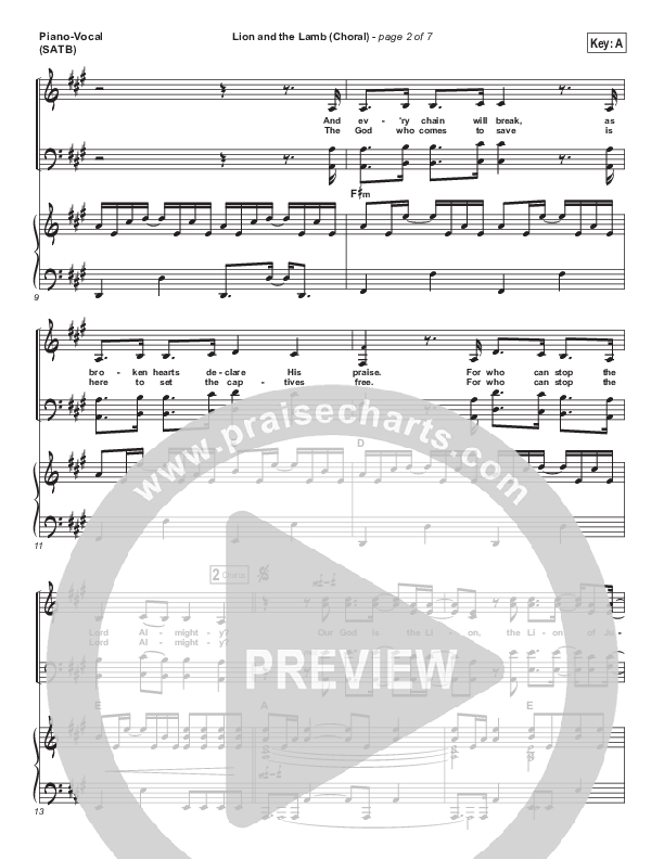 Lion And The Lamb (Choral Anthem SATB) Piano/Vocal (SATB) (Bethel Music / Arr. Luke Gambill)