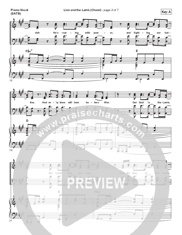 Lion And The Lamb (Choral Anthem SATB) Piano/Vocal Pack (Bethel Music / Arr. Luke Gambill)