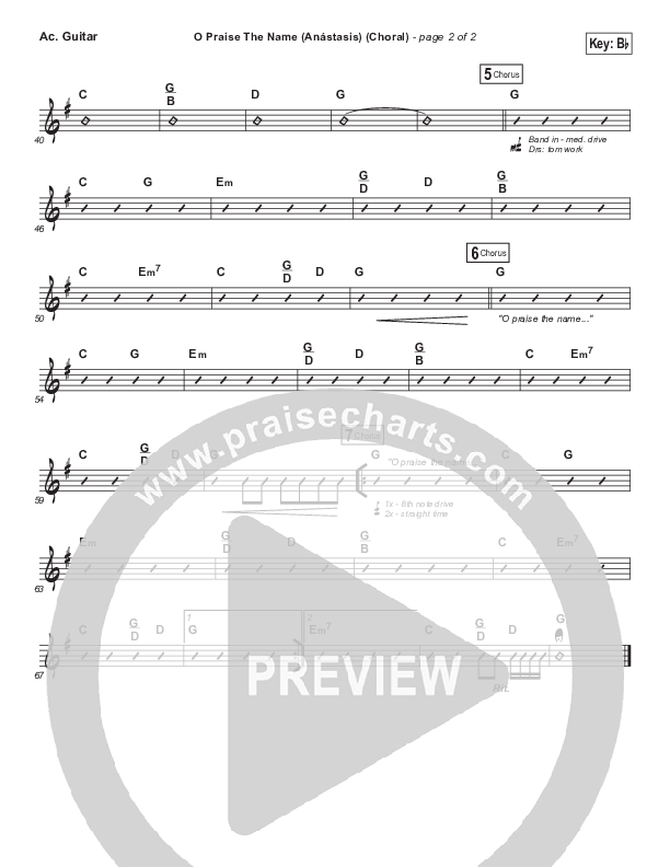 O Praise The Name (Anastasis) (Choral Anthem SATB) Acoustic Guitar (Hillsong Worship / Arr. Luke Gambill)