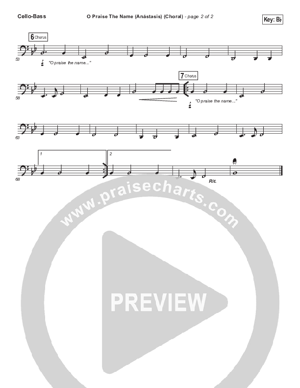 O Praise The Name (Anastasis) (Choral Anthem SATB) Cello/Bass (Hillsong Worship / Arr. Luke Gambill)
