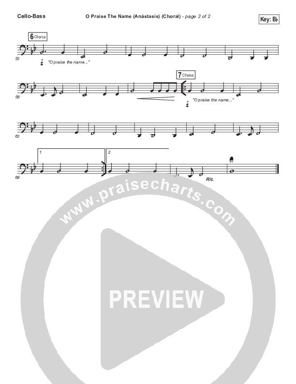 O Praise The Name (Anastasis) (Choral Anthem SATB) Cello/Bass (Hillsong Worship / Arr. Luke Gambill)