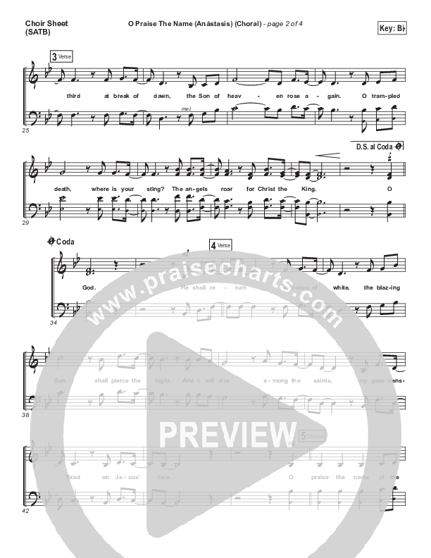 O Praise The Name (Anastasis) (Choral Anthem SATB) Choir Sheet (SATB) (Hillsong Worship / Arr. Luke Gambill)