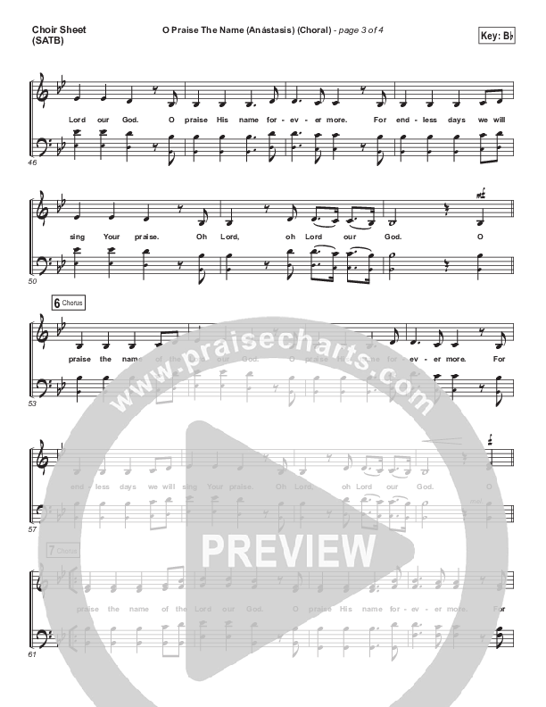 O Praise The Name (Anastasis) (Choral Anthem SATB) Choir Sheet (SATB) (Hillsong Worship / Arr. Luke Gambill)