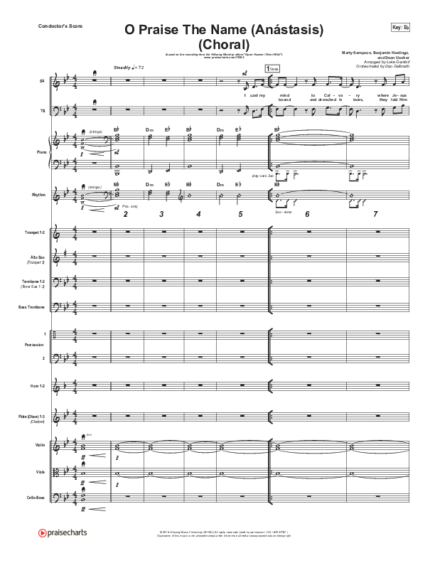 O Praise The Name (Anastasis) (Choral Anthem SATB) Orchestration (Hillsong Worship / Arr. Luke Gambill)
