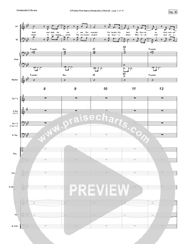 O Praise The Name (Anastasis) (Choral Anthem SATB) Conductor's Score (Hillsong Worship / Arr. Luke Gambill)