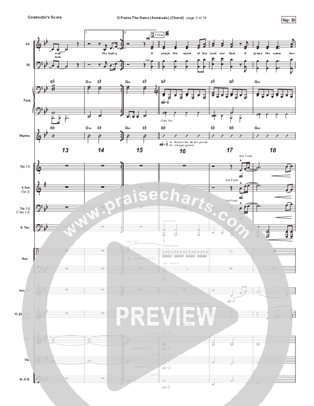 O Praise The Name (Anastasis) (Choral Anthem SATB) Conductor's Score (Hillsong Worship / Arr. Luke Gambill)