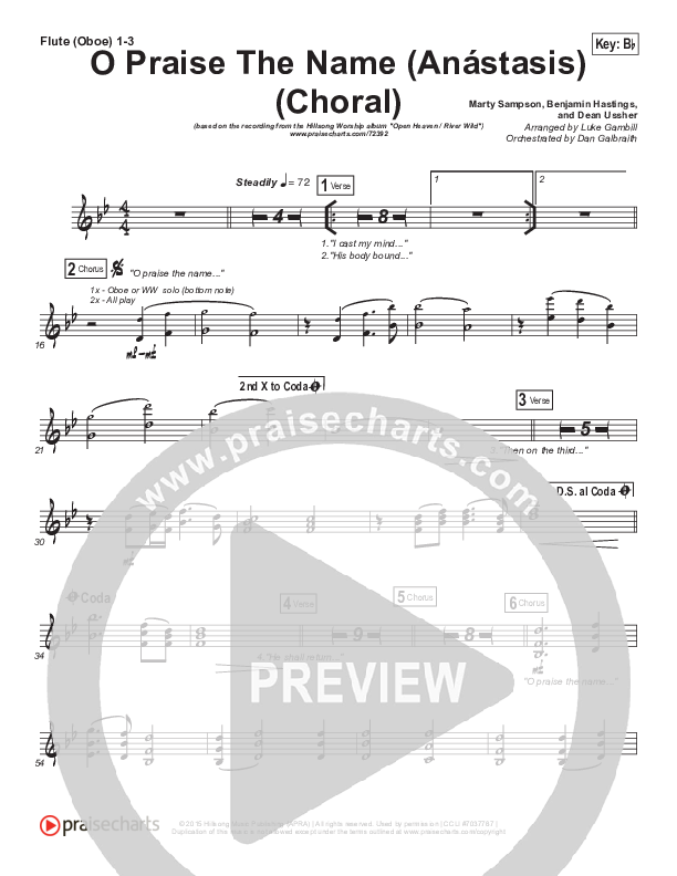 O Praise The Name (Anastasis) (Choral Anthem SATB) Wind Pack (Hillsong Worship / Arr. Luke Gambill)