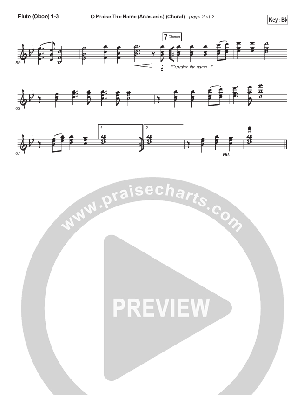 O Praise The Name (Anastasis) (Choral Anthem SATB) Flute/Oboe 1/2/3 (Hillsong Worship / Arr. Luke Gambill)