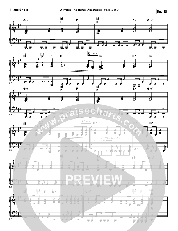 O Praise The Name (Anastasis) (Choral Anthem SATB) Piano Sheet (Hillsong Worship / Arr. Luke Gambill)