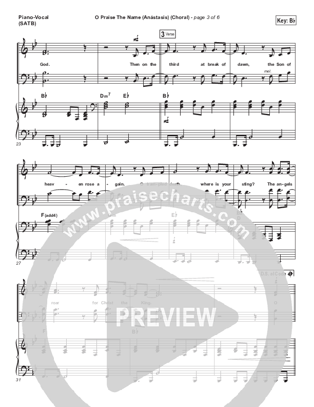 O Praise The Name (Anastasis) (Choral Anthem SATB) Piano/Vocal (SATB) (Hillsong Worship / Arr. Luke Gambill)