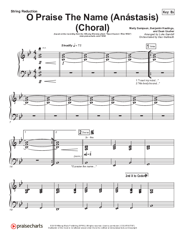 O Praise The Name (Anastasis) (Choral Anthem SATB) String Pack (Hillsong Worship / Arr. Luke Gambill)