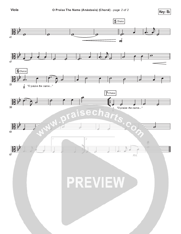 O Praise The Name (Anastasis) (Choral Anthem SATB) Viola (Hillsong Worship / Arr. Luke Gambill)