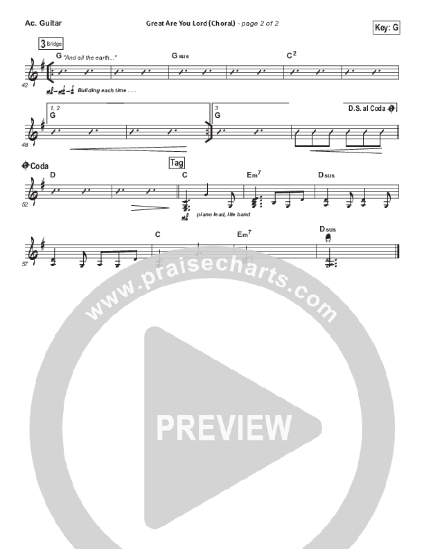 Great Are You Lord (Choral Anthem SATB) Acoustic Guitar (All Sons & Daughters / Arr. Luke Gambill)