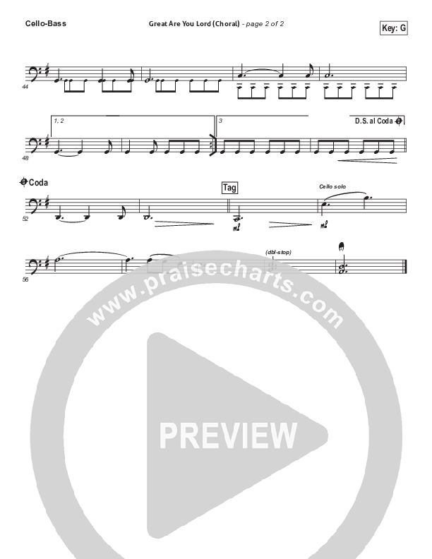 Great Are You Lord (Choral Anthem SATB) Cello/Bass (All Sons & Daughters / Arr. Luke Gambill)