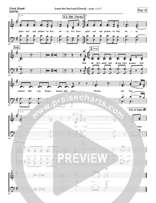 Great Are You Lord (Choral Anthem SATB) Choir Sheet (SATB) (All Sons & Daughters / Arr. Luke Gambill)