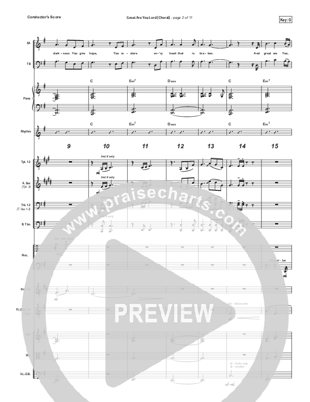 Great Are You Lord (Choral Anthem SATB) Conductor's Score (All Sons & Daughters / Arr. Luke Gambill)