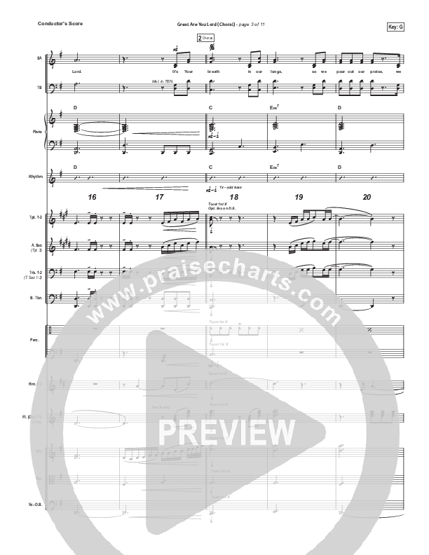 Great Are You Lord (Choral Anthem SATB) Conductor's Score (All Sons & Daughters / Arr. Luke Gambill)