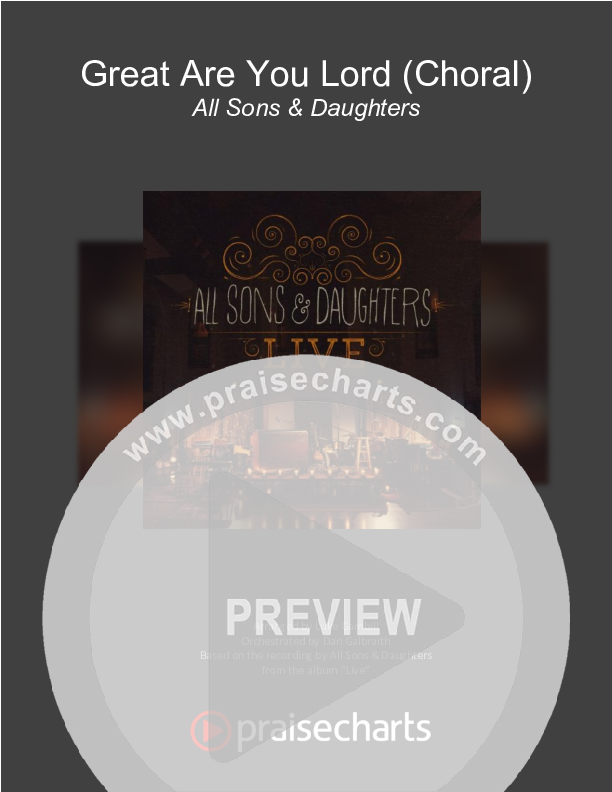 Great Are You Lord (Choral Anthem SATB) Cover Sheet (All Sons & Daughters / Arr. Luke Gambill)