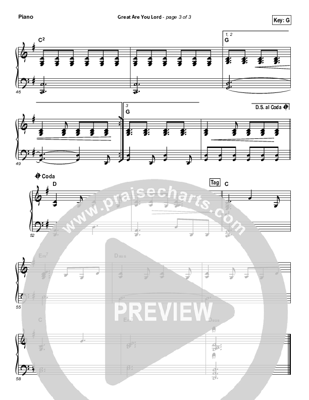 Great Are You Lord (Choral Anthem SATB) Piano Sheet (All Sons & Daughters / Arr. Luke Gambill)
