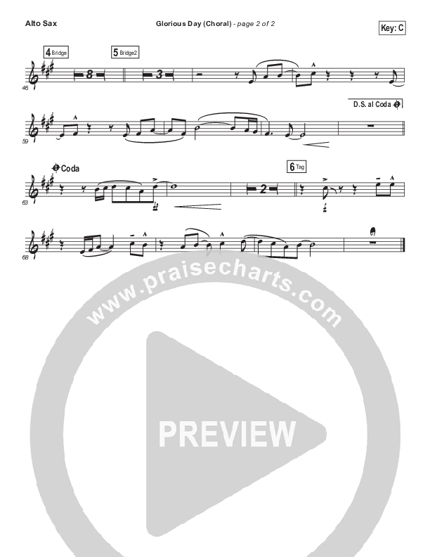 Glorious Day (Choral Anthem SATB) Alto Sax (Kristian Stanfill / Passion / Arr. Luke Gambill)