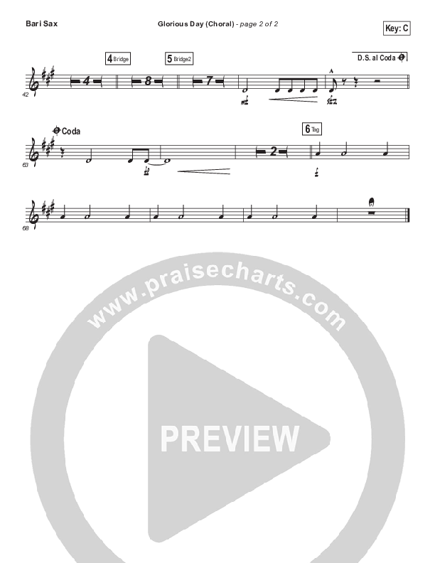 Glorious Day (Choral Anthem SATB) Bari Sax (Kristian Stanfill / Passion / Arr. Luke Gambill)