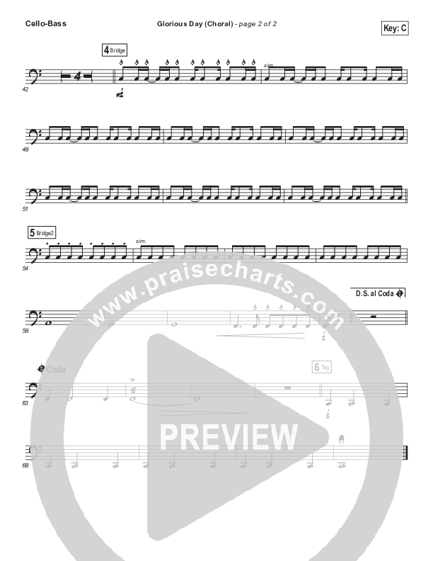 Glorious Day (Choral Anthem SATB) Cello/Bass (Kristian Stanfill / Passion / Arr. Luke Gambill)