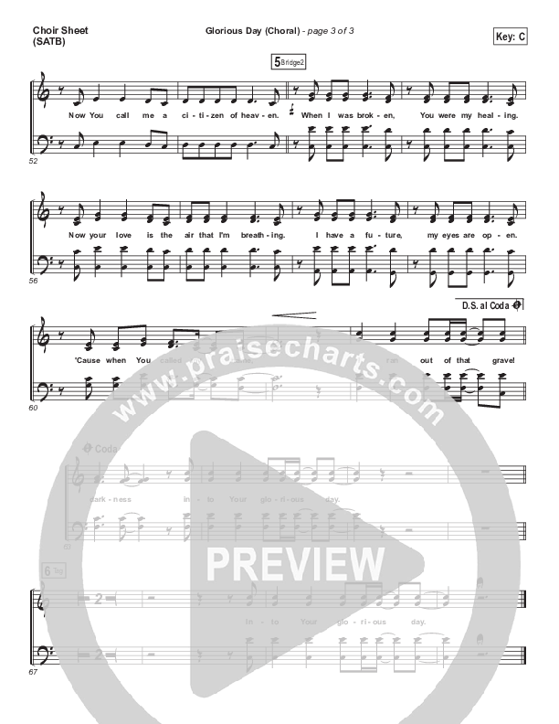 Glorious Day (Choral Anthem SATB) Choir Sheet (SATB) (Kristian Stanfill / Passion / Arr. Luke Gambill)