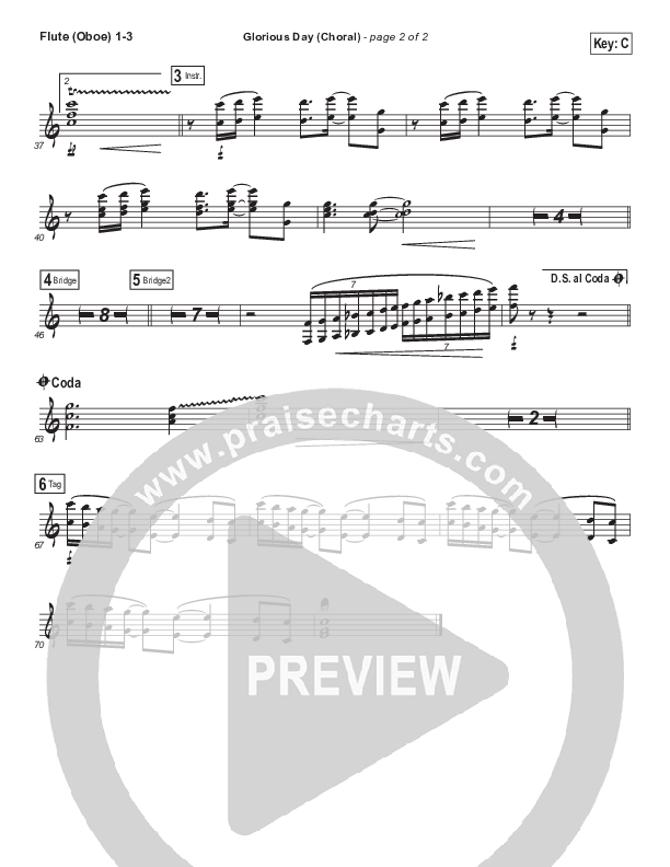 Glorious Day (Choral Anthem SATB) Flute/Oboe 1/2/3 (Kristian Stanfill / Passion / Arr. Luke Gambill)