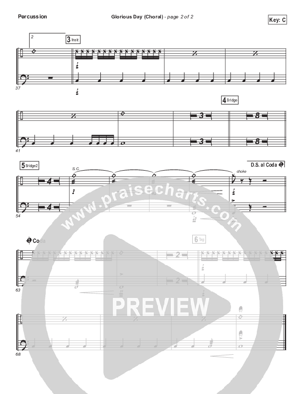 Glorious Day (Choral Anthem SATB) Percussion (Kristian Stanfill / Passion / Arr. Luke Gambill)