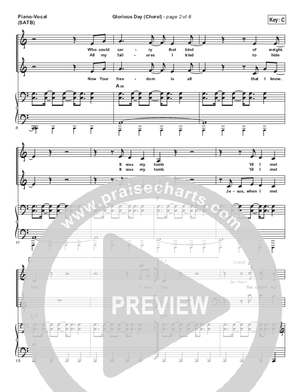 Glorious Day (Choral Anthem SATB) Piano/Vocal (SATB) (Kristian Stanfill / Passion / Arr. Luke Gambill)