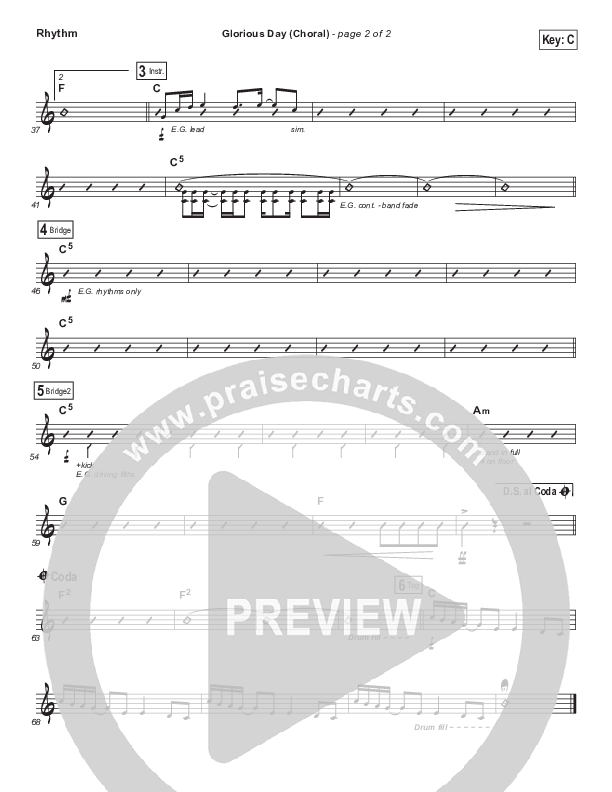 Glorious Day (Choral Anthem SATB) Rhythm Chart (Kristian Stanfill / Passion / Arr. Luke Gambill)