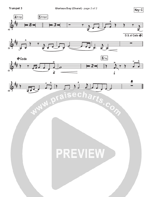 Glorious Day (Choral Anthem SATB) Trumpet 3 (Kristian Stanfill / Passion / Arr. Luke Gambill)