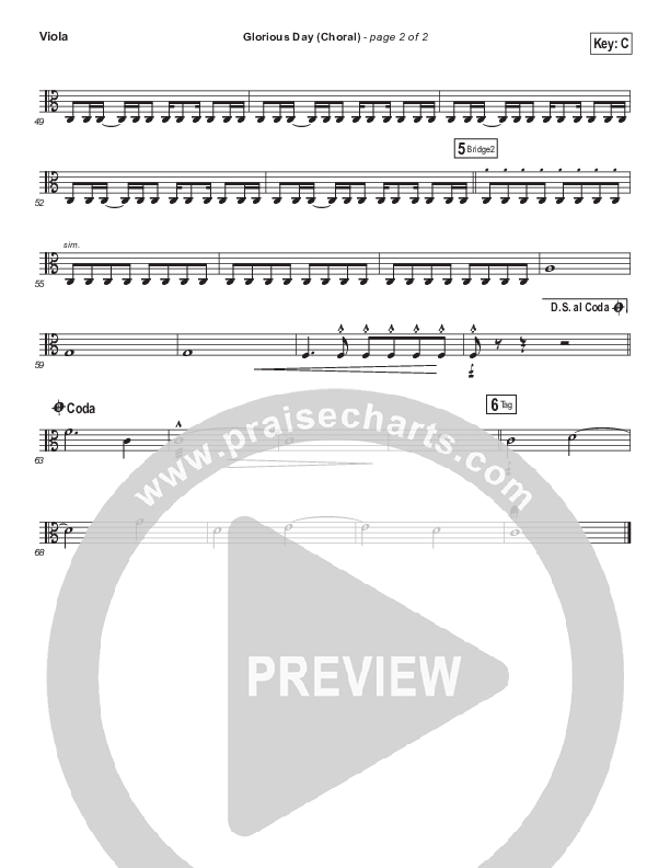 Glorious Day (Choral Anthem SATB) Viola (Kristian Stanfill / Passion / Arr. Luke Gambill)