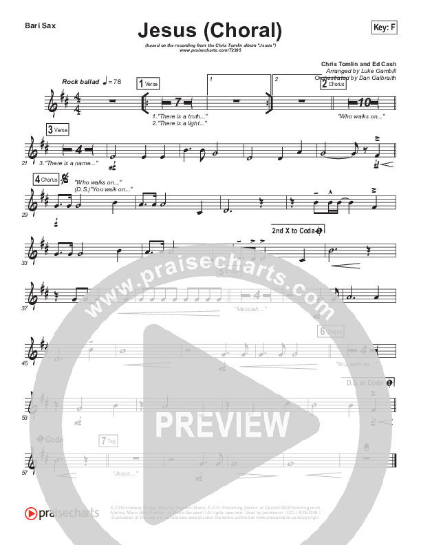 Jesus (Choral Anthem SATB) Bari Sax (Chris Tomlin / Arr. Luke Gambill)