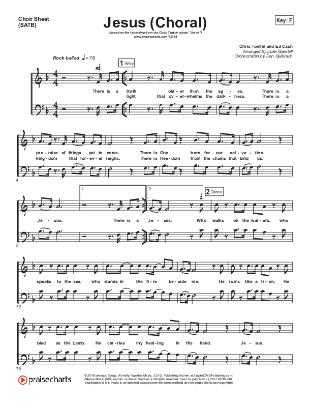 Jesus (Choral Anthem SATB) Choir Sheet (SATB) (Chris Tomlin / Arr. Luke Gambill)