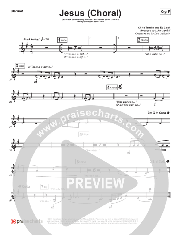 Jesus (Choral Anthem SATB) Clarinet (Chris Tomlin / Arr. Luke Gambill)