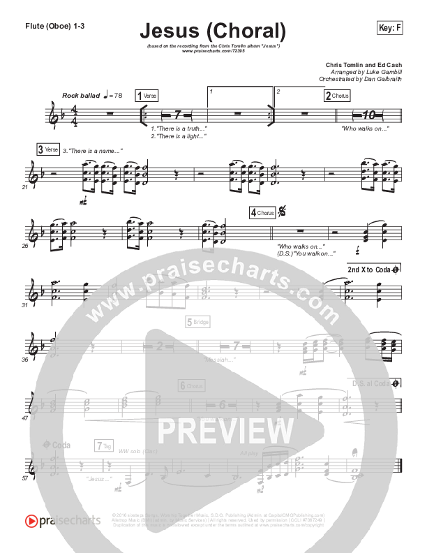 Jesus (Choral Anthem SATB) Flute/Oboe 1/2/3 (Chris Tomlin / Arr. Luke Gambill)