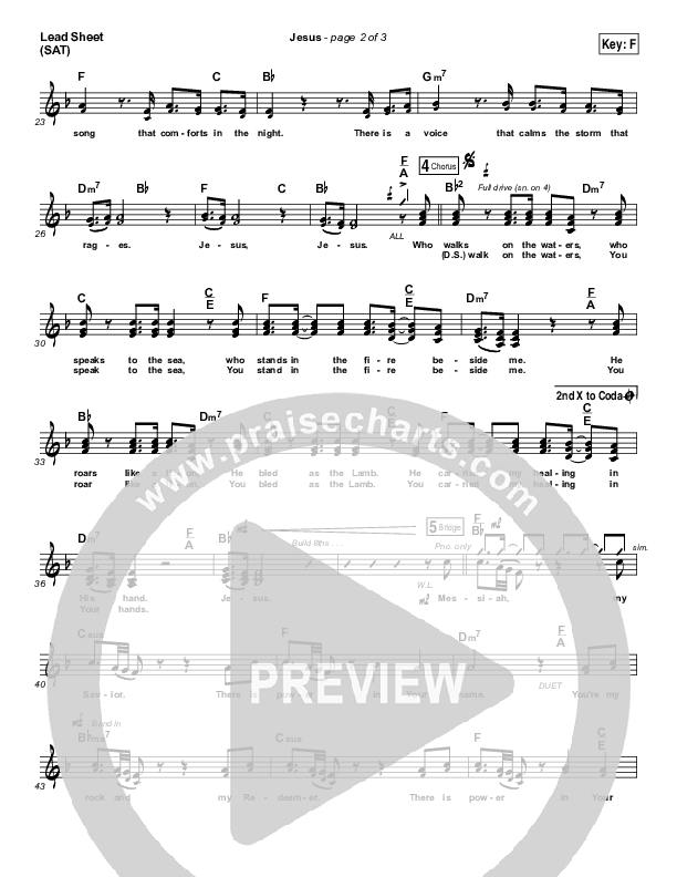 Jesus (Choral Anthem SATB) Lead Sheet (SAT) (Chris Tomlin / Arr. Luke Gambill)