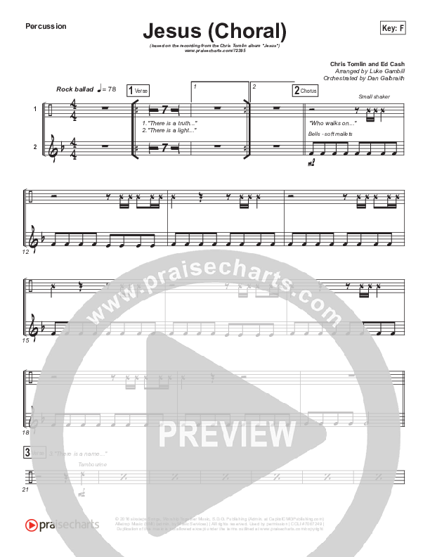 Jesus (Choral Anthem SATB) Percussion (Chris Tomlin / Arr. Luke Gambill)