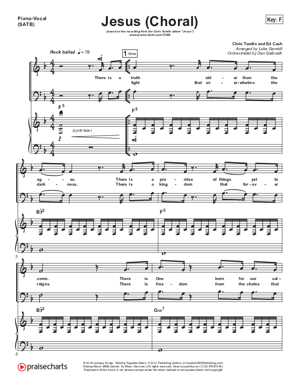 Jesus (Choral Anthem SATB) Piano/Vocal Pack (Chris Tomlin / Arr. Luke Gambill)