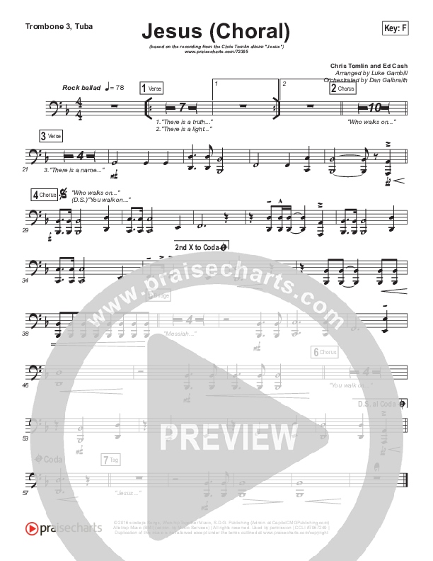 Jesus (Choral Anthem SATB) Trombone 3/Tuba (Chris Tomlin / Arr. Luke Gambill)