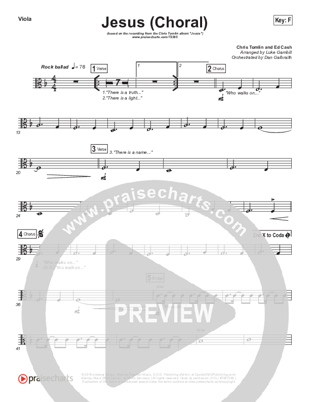 Jesus (Choral Anthem SATB) Viola (Chris Tomlin / Arr. Luke Gambill)
